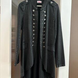 Black military style blazer with silver / pewter buttons
